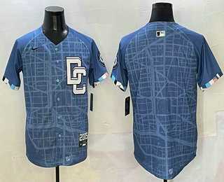 Men%27s Washington Nationals Blank Blue 2025 City Connect Limited Stitched Jersey